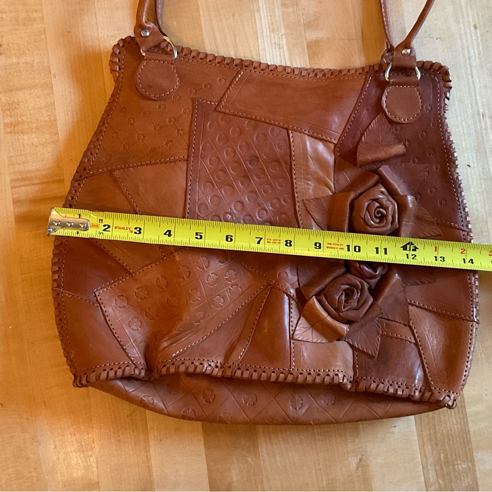 HANDCRAFTED LEATHER PATCHWORK SHOULDER BAG HAND T… - image 8